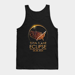 Total Solar Eclipse Shirts April 8 2024 America Map Totality Tank Top